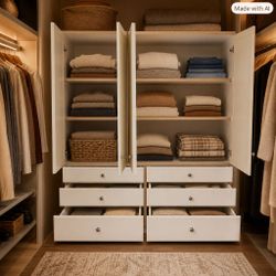 🏠 White Closet Cabinet – 8 Drawers & 3 Doors