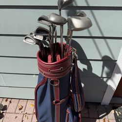 Mens right handed golf club set.  Matching set complete with golf bag