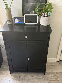 Black Wood Storage Cabinet with Drawer