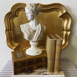 Handcrafted 12” H Goddess Diana Cast Solid Stone Bust Sculpture