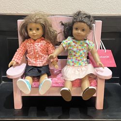 Pink Wooden Doll Bench w/ Cushion – Fits 18” American Girl Dolls – Handmade