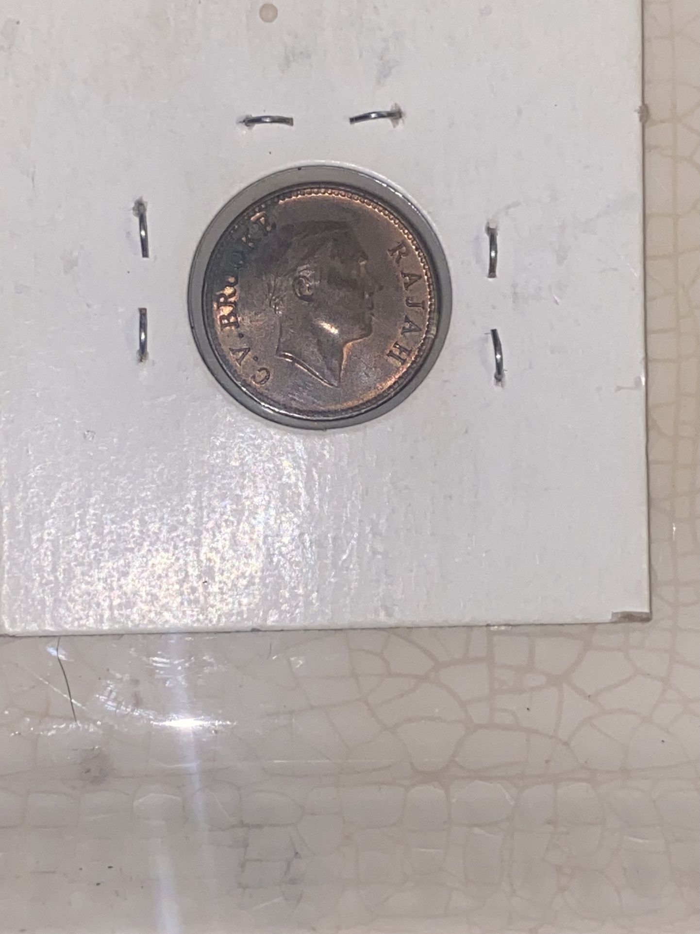 S3 - Sarawak 1/2 Cent 1933-H Brilliant Unc. Bronze Coin - Rajah Charles V Brooke