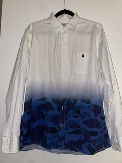 Bape XL Button Up Dress Shirt White And Blue Camo Rare