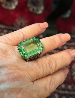 Solid silver(13.9 grams) ring stone could be uranium glass