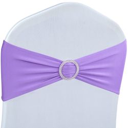 Babenest Spandex Chair Sashes Bows 50PCS Premium Stretch Chair Cover Band With Buckle Slider Universal Elastic Chair Ties For Wedding Party Ceremony R