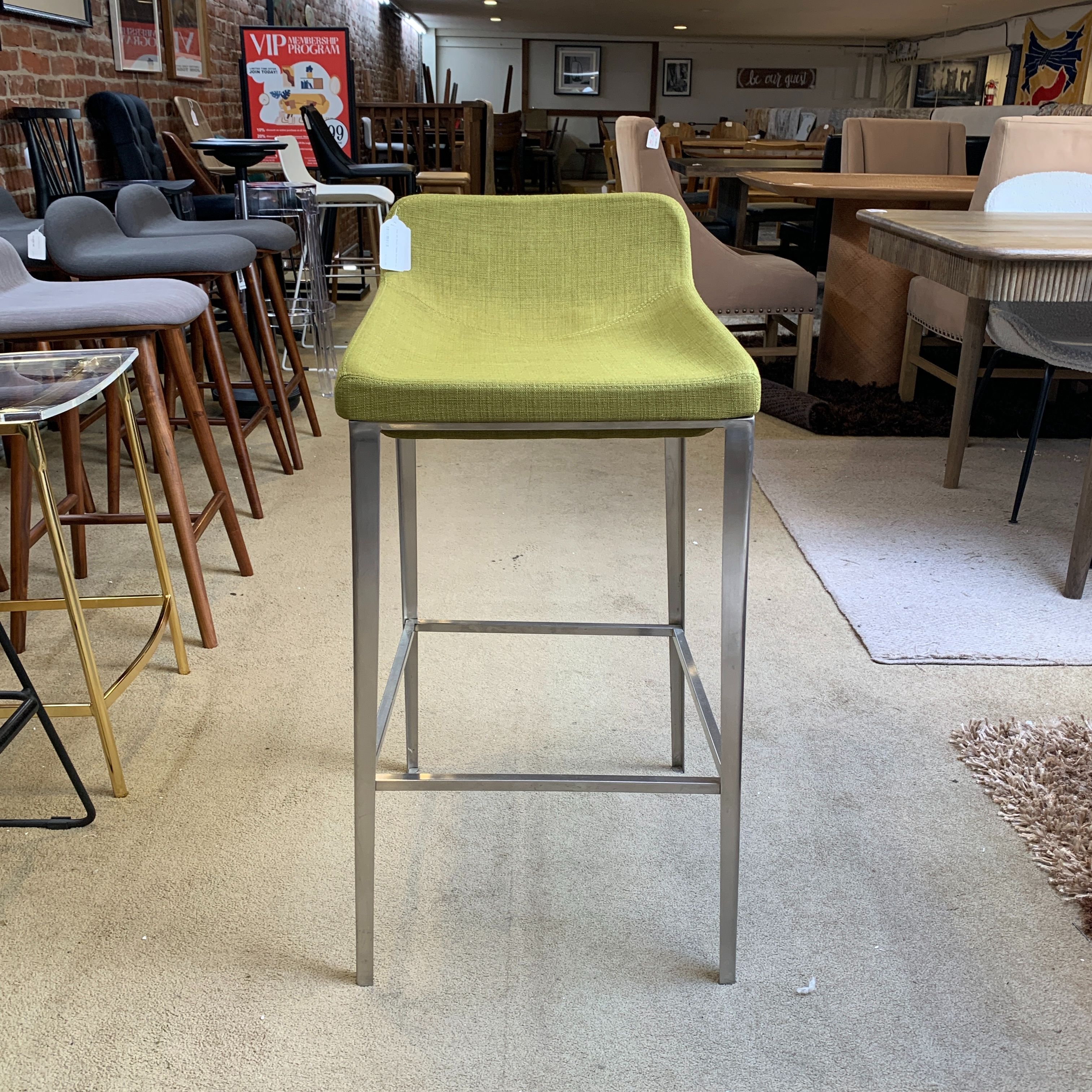 True MC Green Fabric Barstool