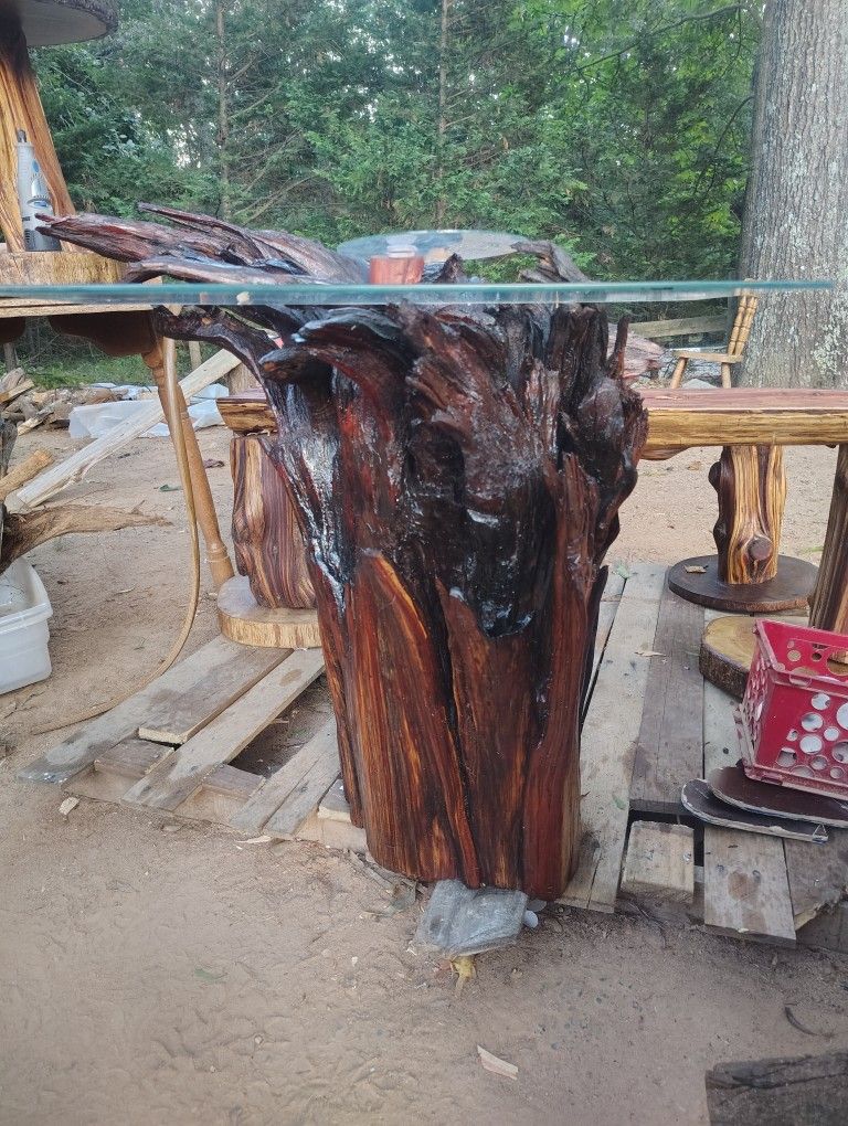 Driftwood And Glass Table