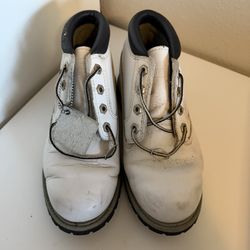 Timberland, Women White Combat Streetwear Boots, Size 7 1/2M