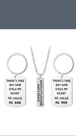 Mom dad and son necklace