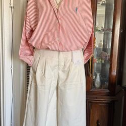 Stripe Polo & Wide Leg Pants