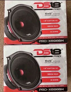 (4) DS18 Pro-X698BM (8 Ohms)Midrange 6x9’s With Bullet (BRAND New) Read Description
