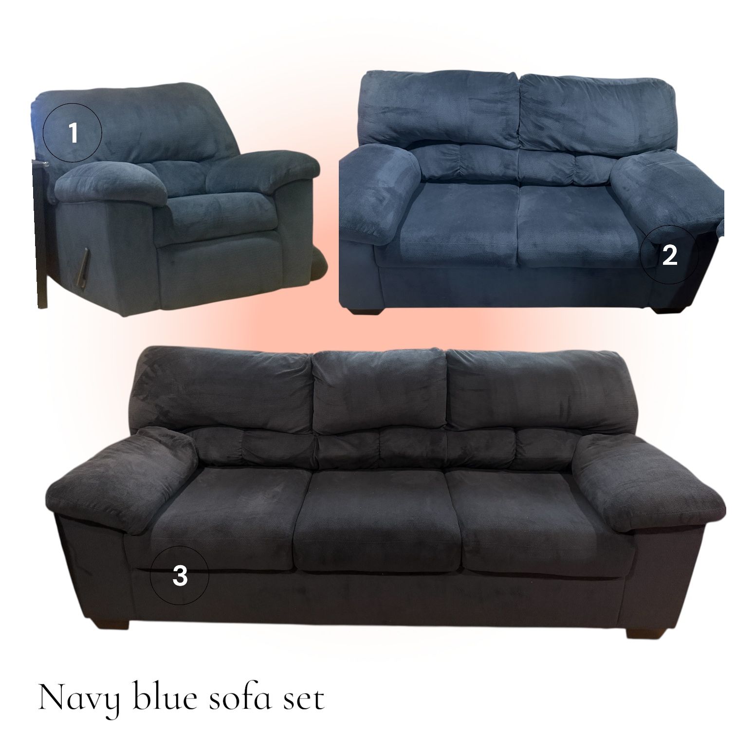 Navy Blue Sofa Set 