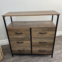 Dresser for Bedroom, 6 Drawer Dresser for Closet, Clothes, Kids, Chest of Drawers TV Stand with Storage Drawers, Wood Top, Fabric Drawers