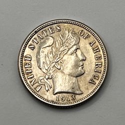 1913 Barber Dime Coin