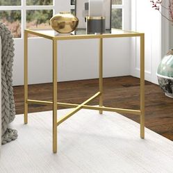 2 x Hailey Home Henley 20-Inches W x 22-Inches H Brass Glass Square Industrial End Table in the box