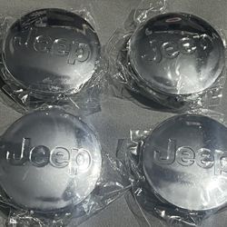 (4) Jeep Chrome Center Wheel Caps (New)