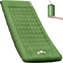 Camping Sleeping Pad,5.5 Extra Thick Inflatable Sleeping Pads with Pillow Built-in Foot Pump Sleeping Mat Compact for Camping, Backpacking, Hiking,Tra