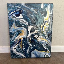 11x14 Small BRAND NEW Hand Painted Original Abstract Artwork Multi Colored Blue