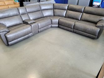💥🩶 Dark Gray LEATHER Power Reclining Sectional 🩶💥