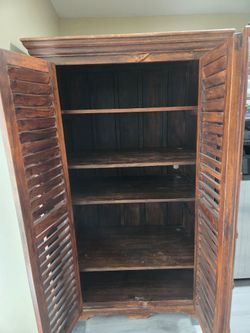 Solid Wood Armoire with Louvered Doors