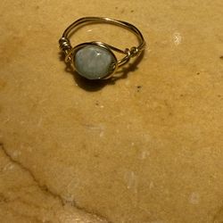 New Gold Wire Wrapped Larimar Ring