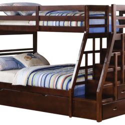 Twin Full Bunk Bed Trundle With Dresser Drawers 
