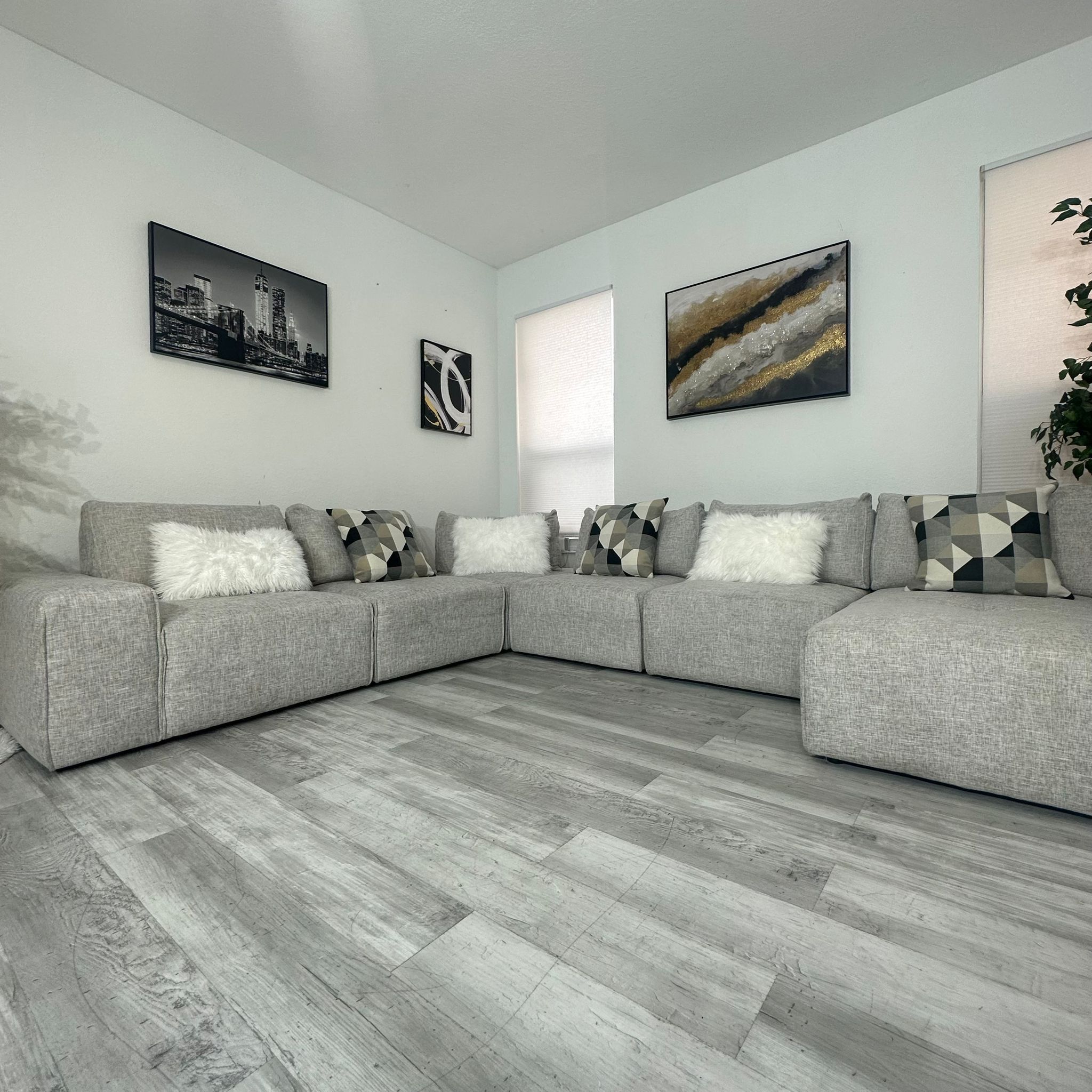 SECTIONAL MODULAR 6Pcs Laney Park Room To Go FABRIC GRAY - FREE DELIVERY