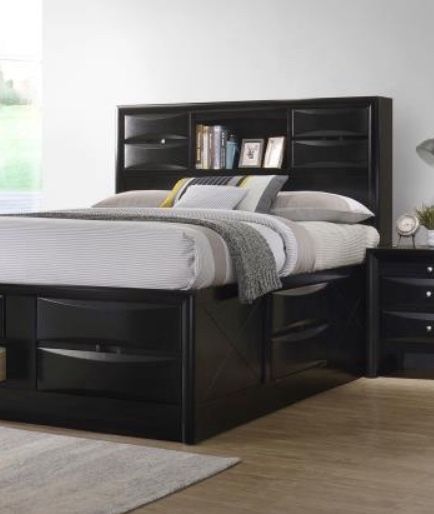 California King Storage Bed - Black Bed Room Furniture
