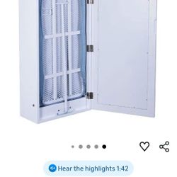 NEW Wall Mounted Ironing Board Cabinet, Built in Foldable Ironing Board Closet with Storage, Mirror Door, White
