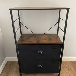SONGMICS Nightstand (Cabinet/Storage/Shelf) Industrial Bedside Table with 2 Fabric Drawers