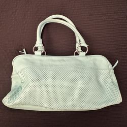 Banana Republic Cow Leather Purse Color Mint Green Zippers