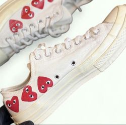 Converse x CDG (Comme des garçons) Play Chuck Taylor All Star 70s White Trainers