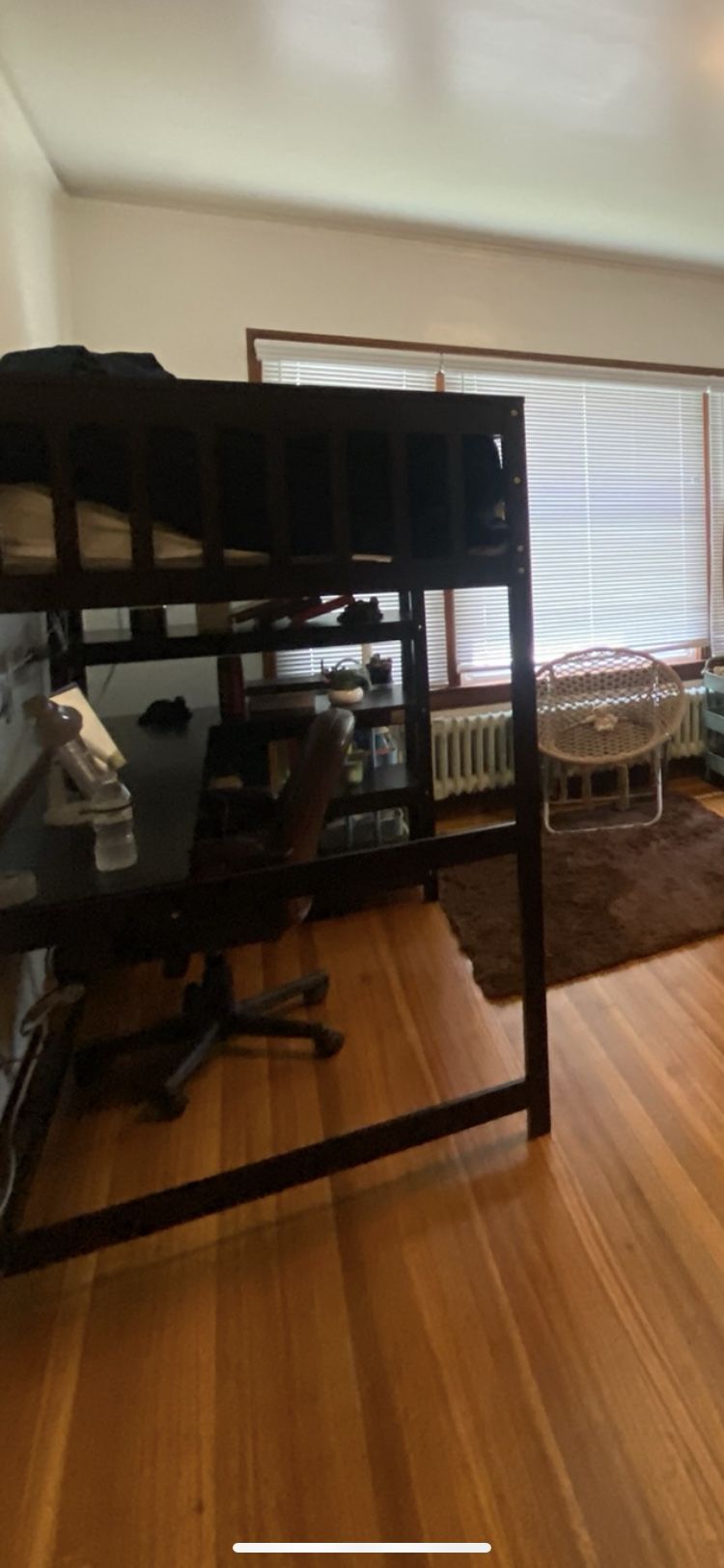 Wooden Twin Lofted Bed With Shelves And Desk