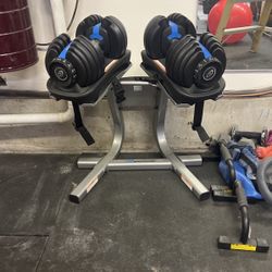 Nautilus adjustable weights with stand