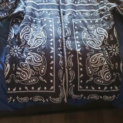 Large Stylish Jacket Black Bandana Pattern 