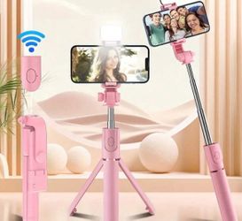 Scalable Phone Selfie Stick With Built-In Fill Light Telescopic Phone Selfie Stick With Built-In Light, Professional Live Streaming Tripod, Wireless R