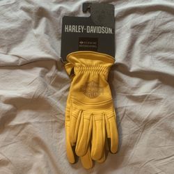 Harley Davidson Padded Leather Yellow Gloves; Size XS