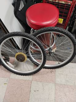 Two 24-in rims back and front two 24 inch tires and two inner tubes