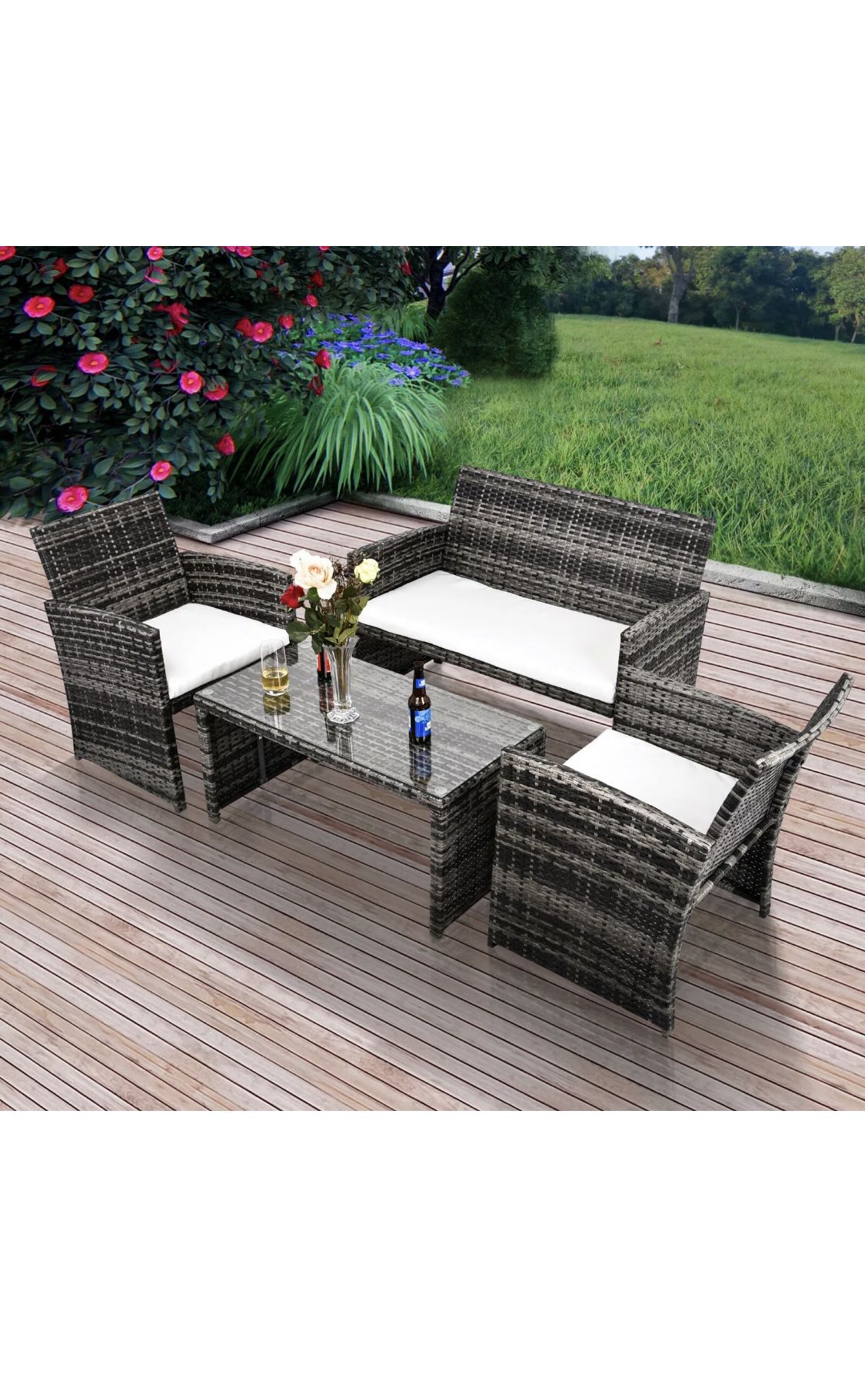 New 4 piece outdoor wicker furniture