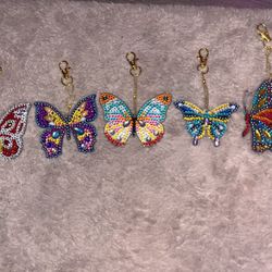 5 Handmade butterfly keychains