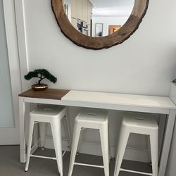 Console Bar Table With 3 Stools