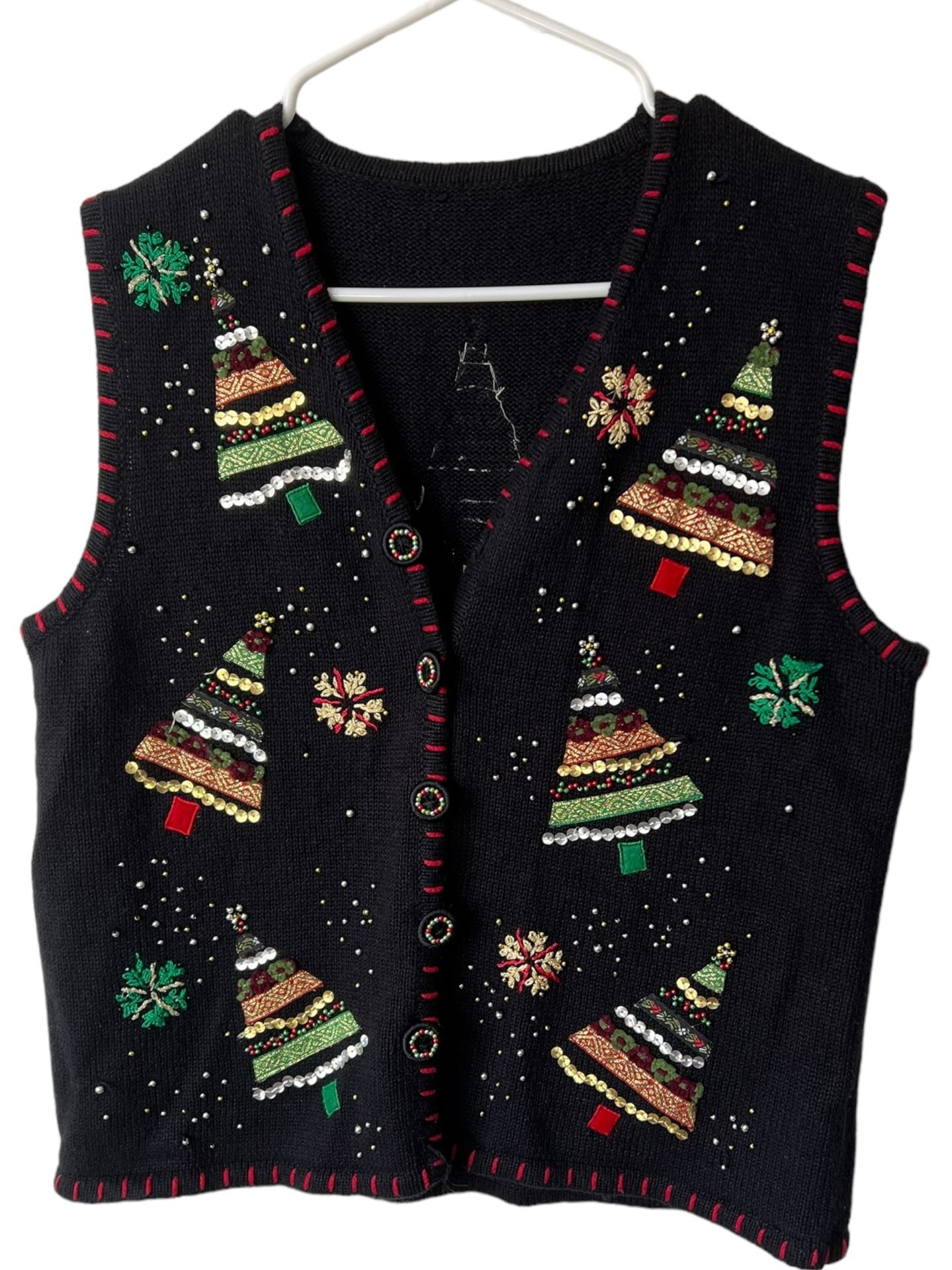 Beaded Trees-Small Christmas Sweater Vest Unbranded Look Measurements In Pics Get into the holiday spirit with this festive vest perfect for the Chri