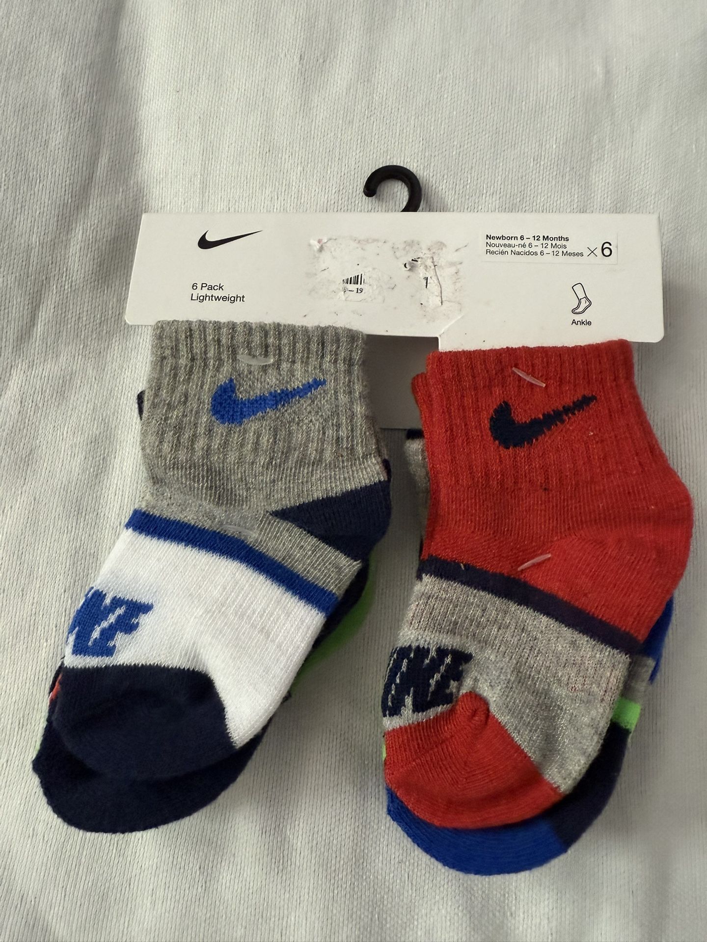 $5 NIKE SOCKS 6 PACK SOCKS 6-12 MONTHS $5 EACH PACK