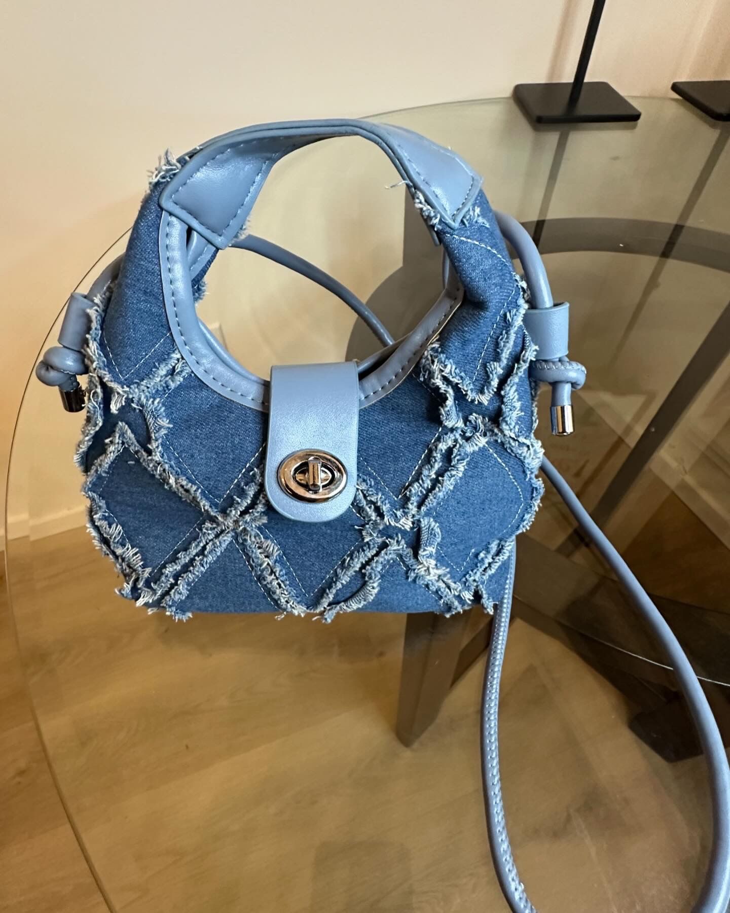 Blue ruffled bag