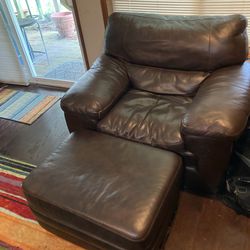 Leather Arm Chair And Ottoman Espresso Brown