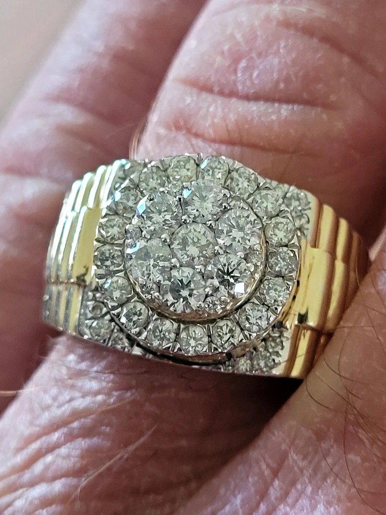 Mens 2 Carat Diamond Ring Vs 14k Gold