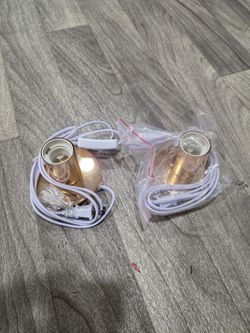 Tuanse 2 Pcs Polished Metal Desktop Lamp Base E26 E27 Screw Light Bulb Holder Sockets Night Light Base Lamp Replacement for Holding Bulb 6 Feet Cord o