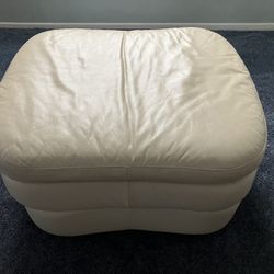 Leather Ottoman Footstool on wheels