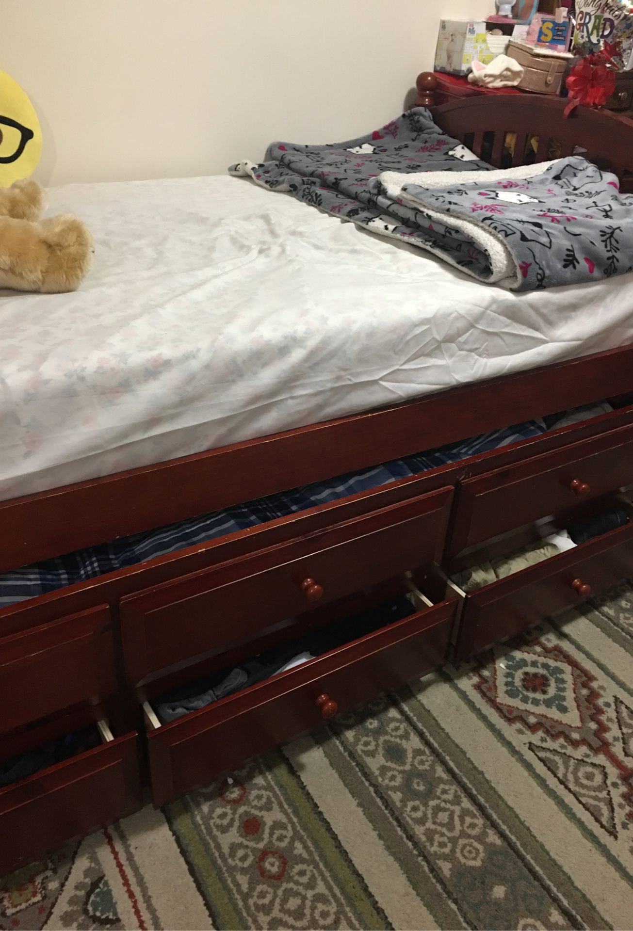 Bunk bed with new mattress & storage
