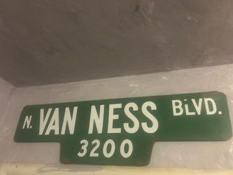 Vintage street sign Porcelain double sided N. Van Ness BLV.